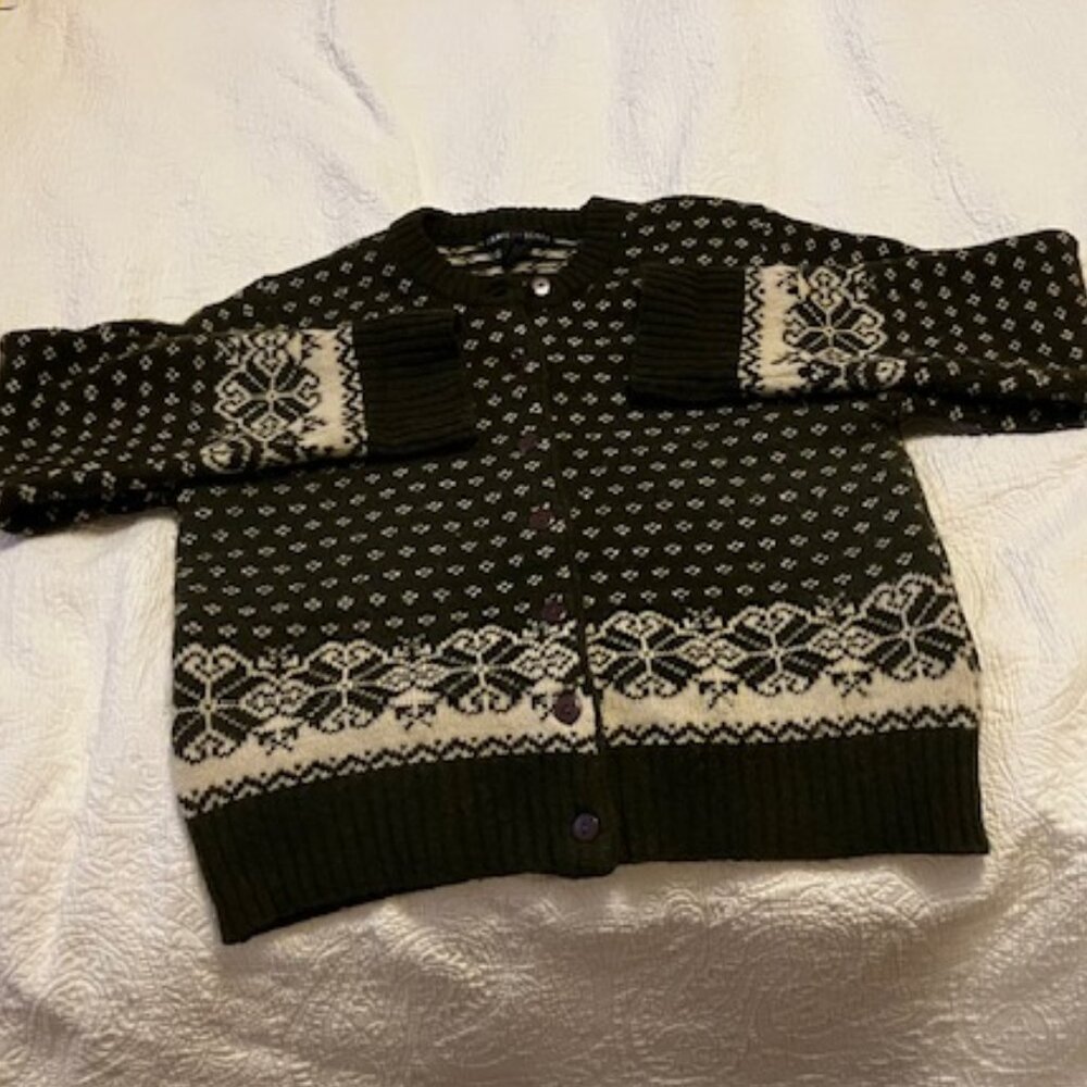 Olive Green Fair Isle Button Down Sweater